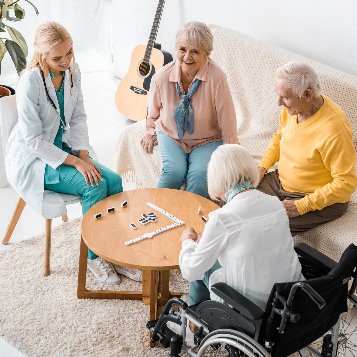 Playing games at a nursing home vs at home health care